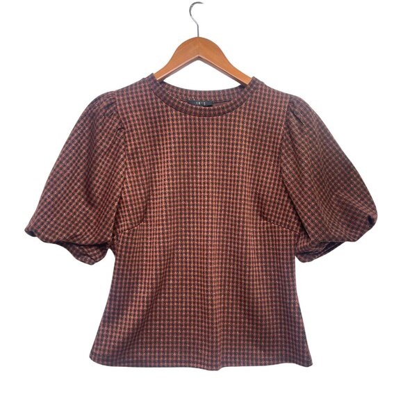 Iris Houndstooth Balloon Sleeve Blouse - Picture 1 of 14